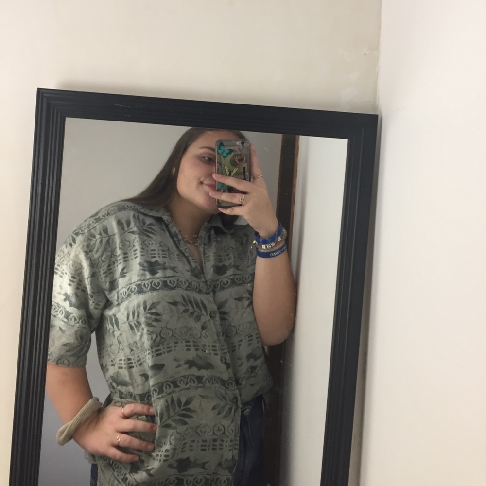 Vintage Bugle Boy Button Down Green Shirt